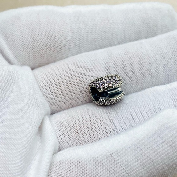 EUC Pandora 791427PCZ Sterling Silver Open My Heart Clip w/ Pink Zirconia - Picture 6 of 11